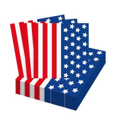 Imagem de hhdatc Pacote com 40 guardanapos de coquetel de papel descartáveis inspirados na bandeira americana, designs de estrelas e listras para o dia das eleições do dia dos veteranos e decoração do dia da