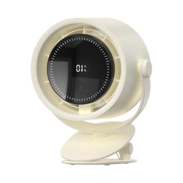 Imagem de Ioensy Clip no ventilador de grampo com o timer inteligente de resfriamento prático ventilador de desktop mudo ajustável para trekking acampando em casa, Bege Branco