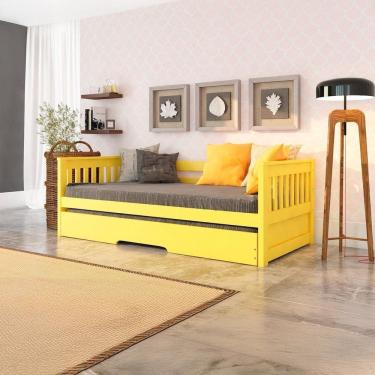 Imagem de Bicama Solteiro Mission Estilo Sofá em Madeira Maciça/mdf Amarelo