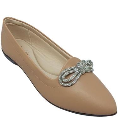 Imagem de Sapatilha Beira Rio Feminina Casual com Laço de Strass, Nude, 36
