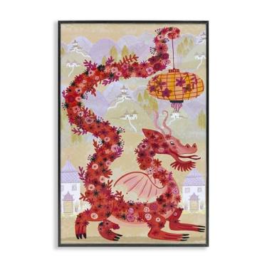 Imagem de Stupell Industries Dragon & Lantern Mythology Black Framed Giclee Art, design por Kay Widdowson, 20 x 30