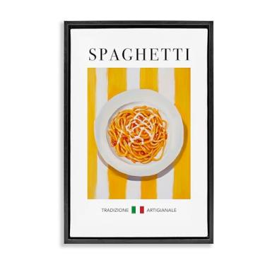Imagem de Stupell Industries Arte de parede em tela flutuante com moldura preta de macarrão espaguete tradicional, design por Andreas Magnusson, 53 x 78 cm