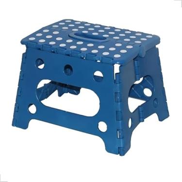 Imagem de Banquinho Banqueta Infantil Retratil Plástica Banco Dobrável Segurança Banheiro Quarto Bebê (Azul)