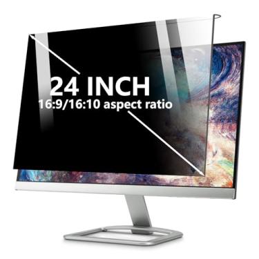 Imagem de HXLXWUSC Filtro de privacidade de computador, suspenso, 61 cm, protetor de tela com redução de luz azul para segurança de dados, proteção antiimpressão digital, adequado para escritório (24)