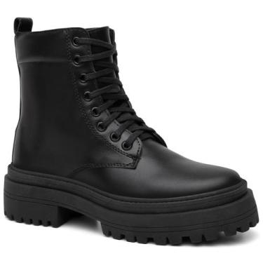 Imagem de Bota Feminina Cano Curto Salto Baixo Coturno Tratorado - Form's, Preto