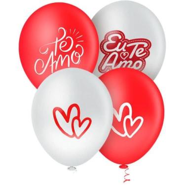 Imagem de Balão 9 Polegadas Decorado AMOR Eterno Tamanho S Pacote com 25 - Riber