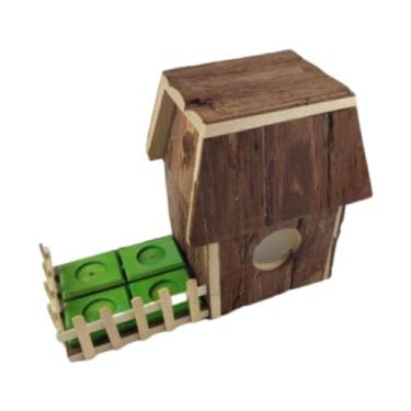 Imagem de Gralara Wood Hamster ocultação para dormir, cabana de brinquedo Habitat Habitat House House tocando brinquedos de brinquedo Toy Hut Play Toy for Small Animal