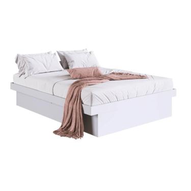 Imagem de Cama Casal com Box Baú Branco MDP Bogotá Organizador Coberto