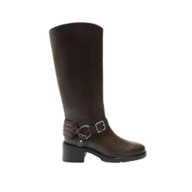 Imagem de Bota Couro Cano Longo Tratorada Fivelas Arezzo-Feminino