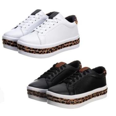 Imagem de Kit 2 Tênis Feminino Salto Plataforma Animal Print Cor:;Tamanho:37;Gênero:Mulher-Feminino