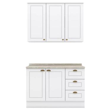 Imagem de Armario Aereo E Balcao 120 Cm Ce169 Americana Branco Calcare Henn