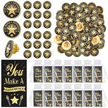 Imagem de Wavyknot 50 conjuntos de presentes de agradecimento de funcionários a granel 50 funcionários do mês em que você faz a diferença broche de lapela 50 cartões 50 sacos presentes de reconhecimento de