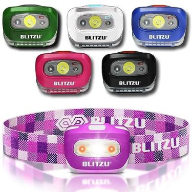 Imagem de Lanterna de cabeça de LED BLITZU para adultos e crianças – Lâmpada de cabeça de cree super brilhante à prova d'água com luz vermelha, faixa de cabeça confortável perfeita para corrida, acampamento, caminhada, pesca, caça, Acai Purple