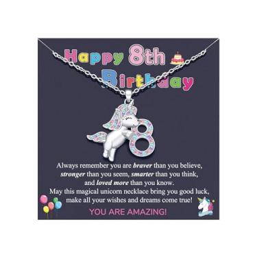 Imagem de Presentes de aniversário para meninas de 1 a 10 anos colar de unicórnio para meninas, Aço inoxidável, Zircônia cúbica