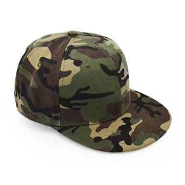 Imagem de UltraKey Boné de aba plana, boné de beisebol camuflado militar militar camuflado hip hop aba reta boné liso snapback chapéu verde