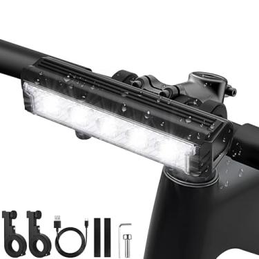 Imagem de HITASTAR Luz de bicicleta ultra brilhante, 5 contas de LED para passeios noturnos, luz frontal recarregável por USB, 5 modos, farol de bicicleta off-road de montanha, à prova d'água IPX4