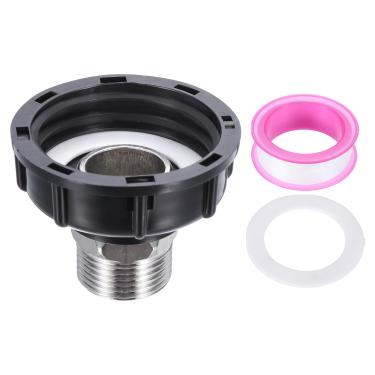 Imagem de PATIKIL Adaptador tote IBC, rosca macho de 2,5 cm para rosca fêmea grossa S60x6 5.1 cm, adaptador de drenagem de tanque de água de 275-330 galões, conector de mangueira de água de jardim, preto