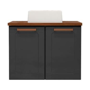 Imagem de Balcão Gabinete Com Cuba Para Banheiro 2 Portas Natura Grafite - Berto