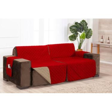 Imagem de Capa protetora de sofá dupla face 2,40m x 2,40 retrátil e porta objeto