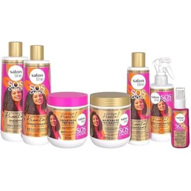 Imagem de Kit Salon Line S.O.S Cachos De Repente Pronta - Shampoo + Condicionador + Máscara + Óleo + Creme Spray + Acidificante + Creme para Pentear - 7 Unidades