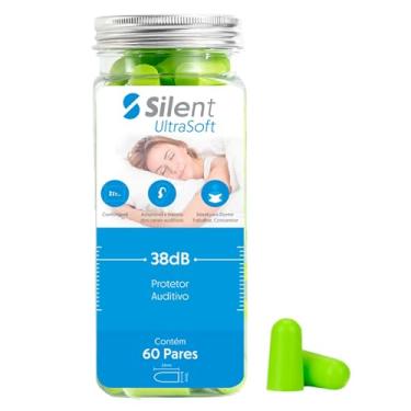 Imagem de Protetor Auricular Silent Ultra 60 Pares 38dB mais alto NRR, Protetor de ouvido confortáveis ​​para dormir, viajar, concertos, estudar, ruído alto, trabalhar (Verde)