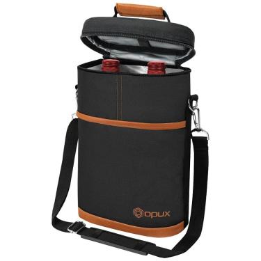 Imagem de Bolsa Térmica Para Transporte de Vinhos até 2 Garrafas, escuro, OPUX, Marrom escuro