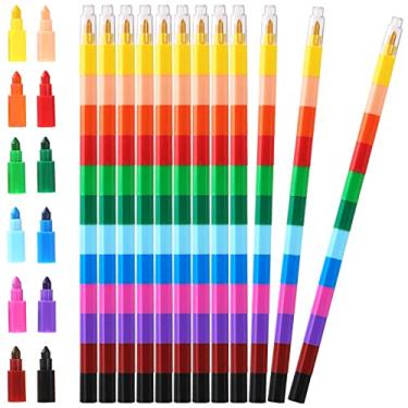 Imagem de Giz de Cera Empilhável Giz de Cera Colorido para Crianças Materiais de Escritório Escolares de Crianças, 12 Cores (36)