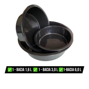 Imagem de Kit Bacias Plásticas Canelada C/3und Color Cozinha Vasilhas Pequeno Mé