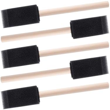 Imagem de Winsyison 5 pincéis de tinta de espuma, ferramenta de pintura de esponja de 2,5 cm com cabo de madeira, pincel de esponja preta para pintura de vernizes e artesanato DIY