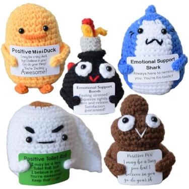 Imagem de JoyChoi Mini animais positivos de crochê – bomba de suporte emocional feita à mão, tubarão, pato, cocô e pepitas de papel higiênico