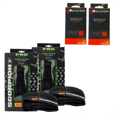 Imagem de 2 Pneu Pirelli Scorpion Pro 29 X 2.20 Kevlar Sem Arame Mtb + 2 Camara de ar aro 29 Shiver Bico Fino
