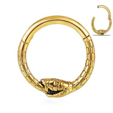 Imagem de DOEARKO Anel de septo 16G 8 mm moderno piercing de nariz cartilagem segmento de argola de septo piercing de aço inoxidável 316L joia corporal (222ouro-10 mm)