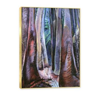 Imagem de NHLDZYH Moldura de ouro. Impressões em tela famosas (profundo na floresta) de Emily Carr, quadros de pinturas famosas, impressão quadros abstratos sobre tela. 50x70cm