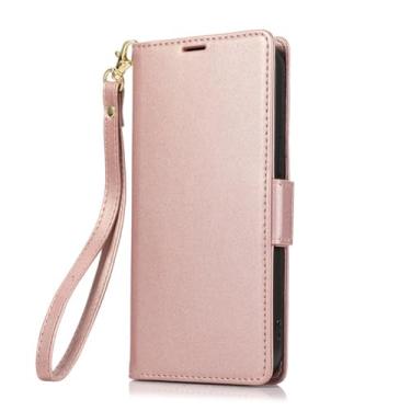 Imagem de LYJSMGZ Capa carteira para iPhone 16E, porta-cartão flip fólio macio TPU Shell pulseira destacável capa de telefone proteção contra quedas, rosa, 16E