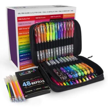 Imagem de ColorIt Canetas de gel para colorir adultos – Pacote com 96 canetas de gel premium e 48 refis com 1 estojo de viagem – Cores vibrantes para diário, escrita, livros de colorir para adultos e projetos