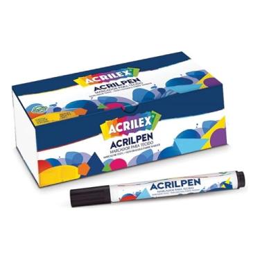 Imagem de Caneta Para Tecido Acrilpen 12 Unidade - Acrilex - Pintura Permanente e Personalização É Ideal Para Personalizar E Detalhar Seus Projetos De Tecido Com Precisão E Durabilidade (520 Preto)
