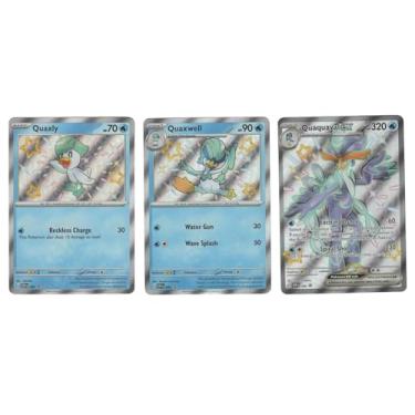 Imagem de Quaquaval ex Pokemon Paldean Fates Shiny Card Set SVP084 Quaxwell Quaxly SVP082