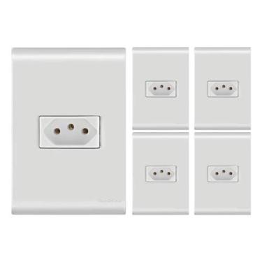 Imagem de Kit 5 Tomadas 10a 250v Tramontina Liz 4x2 Branca