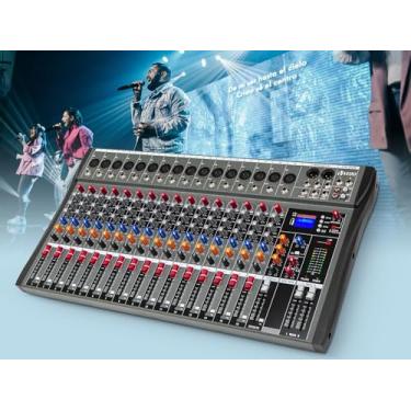Imagem de VDA216L Mixer Profissional 16 Canais para Shows ao Vivo, Karaokê - USB/Bluetooth, Efeito de Reverb, Saída de Monitoração, Controle de Som de Estúdio e Palco (Alimentação 110V/220V)
