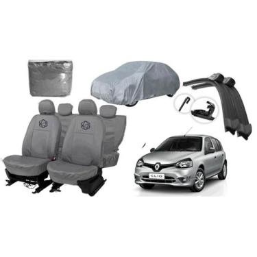 Imagem de Conjunto capa couro cinza Clio + brinde limpador - ferro tech br
