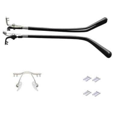 Imagem de QYAJS 1 par de armação de metal, braços, óculos sem aro, pernas e ponte de nariz, substituição de têmpora, Prata, 145mm