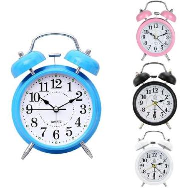 Imagem de Despertador Relógio Antigo Retro Alarme Sino Alto De Mesa Contínuo Sil