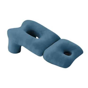 Imagem de Ioensy Travesseiro de apoio para o pescoço, capa versátil e lavável, travesseiro ergonômico macio e macio para massagem doméstica, para cama estômago, Azul