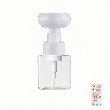 Imagem de WJCCLYJC Dispensador de espuma de flores - Dispensador de sabão de plástico reutilizável de 250 ml para xampu, sabonete para as mãos e banho, inclui adesivos fofos, perfeito para banheiro ou cozinha