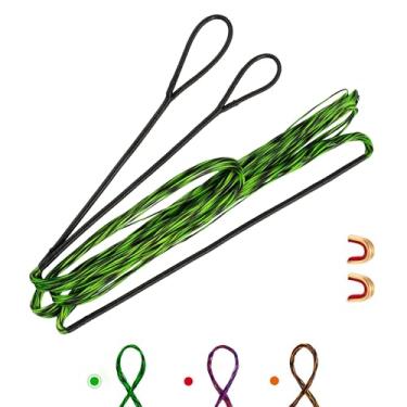 Imagem de Conjunto de cordas de arco Deerseeker Archery com 2 pontos de ancoragem de substituição de corda de arco recurvo Dacron 12, 14, 16 fios para tiro de arco longo tradicional 122-177 cm (verde, 1 peça)