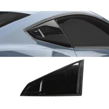 Imagem de Guarnição de janela de triângulo traseiro de carro compatível com Mustang 2024 Kit de tampa de acabamento de janela lateral traseira Peça de modificação (aparência de carbono)