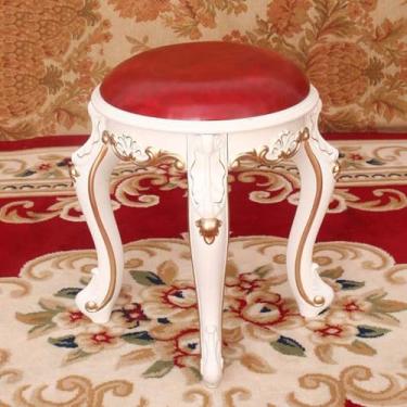 Imagem de Cadeira De Vestir Redonda Vity, Estofada Com Mesa Lateral E Assento, Acolchoada Beh, Pio Cadeira De Assento Beh Para Quarto, Gold White Leg Purple Leather, square stool brown