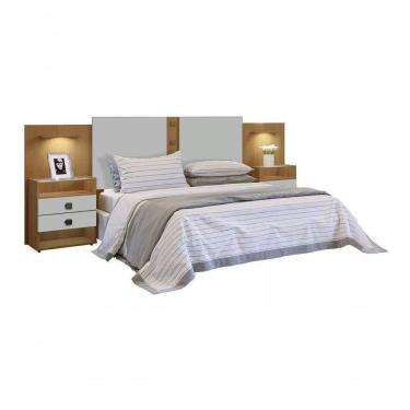 Imagem de Cabeceira Casal Com Mesa De Cabeceira - Rubi-cinamomo-off White - Móveis D`doro
