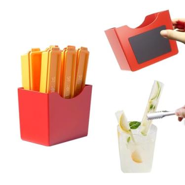 Imagem de Bandejas de gelo para batatas fritas, 6 peças, formas de gelo listradas para uísque, coquetéis, suco, café