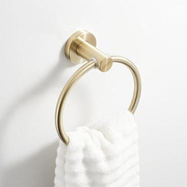 Imagem de Conjunto de banheiro dourado escovado - Toalheiro de aço inoxidável - Acessórios de ferragens, porta-toalhas